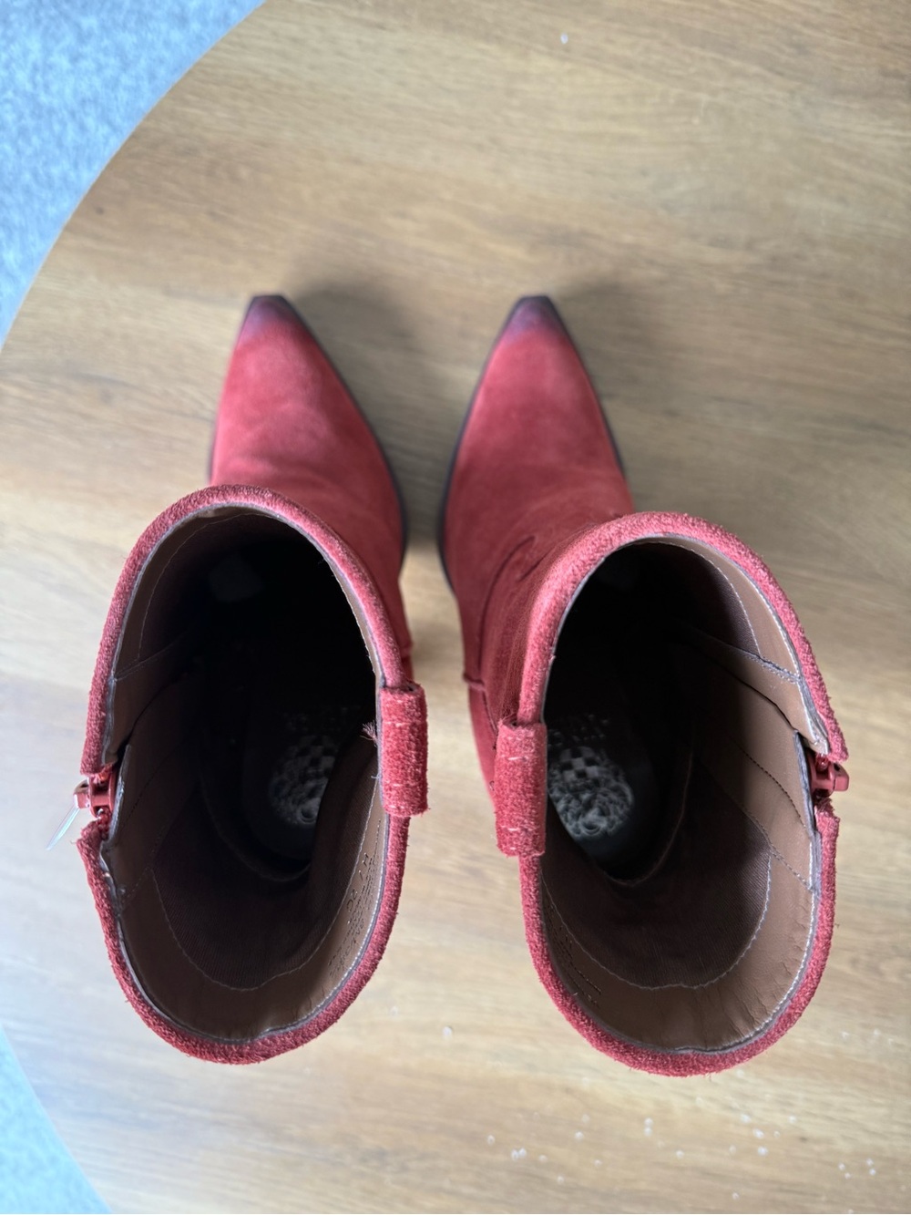 Vince Camuto Ninkisha Suede Western Heeled Boots Ketchup Red US 8 EU 38.5 NWOT - Picture 6 of 14